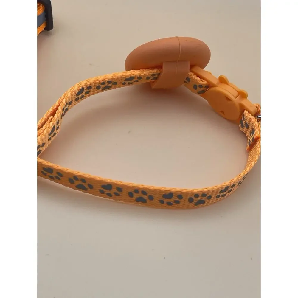 Orange Cat Collars - Two Whimsy Paws and Safety Stripe W AirTag Holder